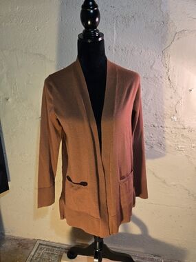 Time and True Cardigan Sweater - Size  S Brown Ribbed